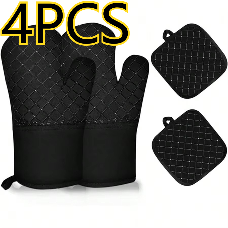 Heat Resistant Glove - 실리콘 주방용 전자레인지 장갑 4개 세트,